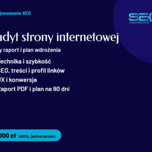 Audyt strony internetowej: pełny raport i plan wdrożenia, 2 000 zł netto jednorazowo